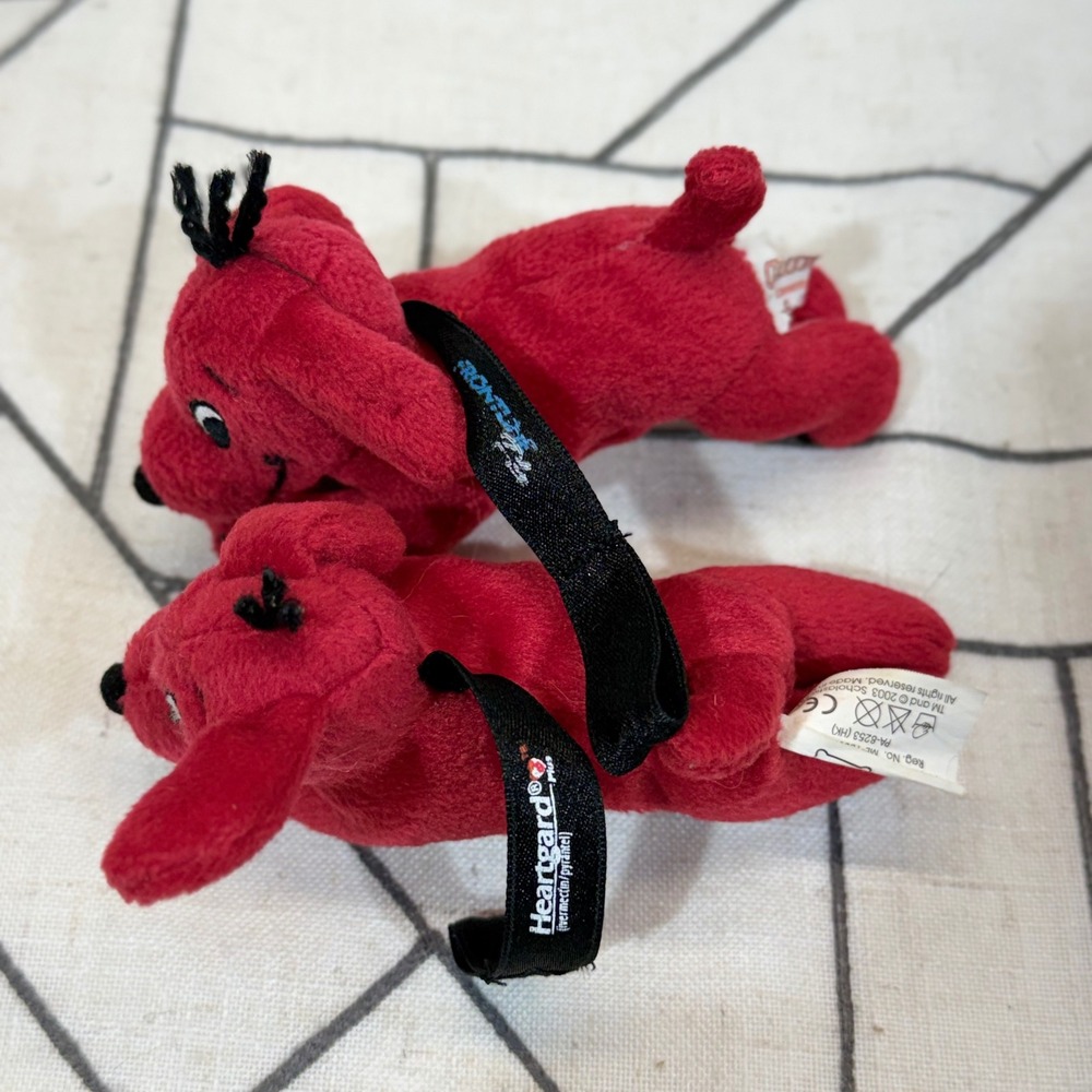 Scholastic Clifford The Big Red Dog 5" Red Plush Clip On Set Heartgard Frontline